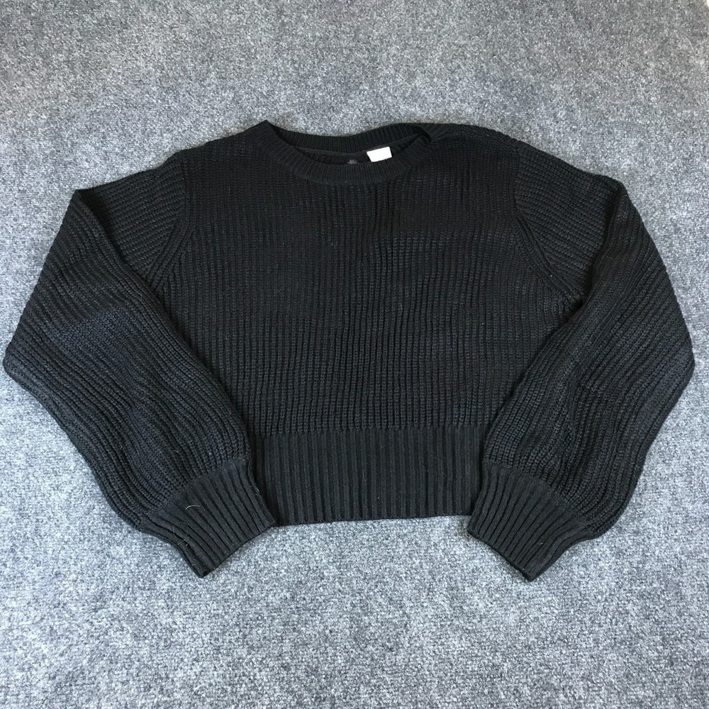 Cozy Co. by Cozy Casual Sweater Womens M/L Black Ribbed Knit Open Back Crew Neck